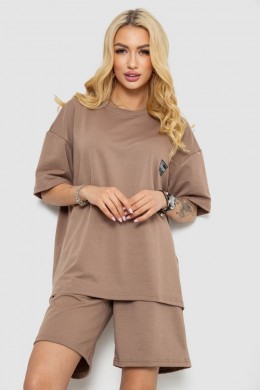 Костюм жіночий повсякденний, колір темно-бежевий, 241R5004