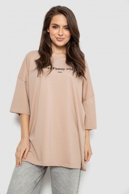 Футболка женская с принтом, цвет бежевый, 244R3014