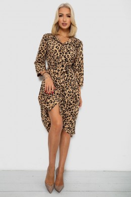 Платье софт на пуговицах с принтом, цвет бежевый, 230R117