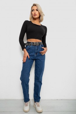 Джинси жіночі однотонні MOM, колір синій, 244R001115