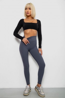 Лосины однотонные в рубчик, цвет серый, 244R312-5