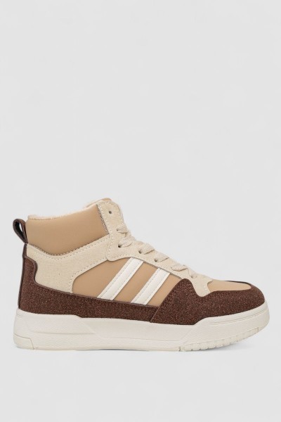 Кросівки жіночі зимові на хутрі, колір бежево-коричневий, 248RAD400-10