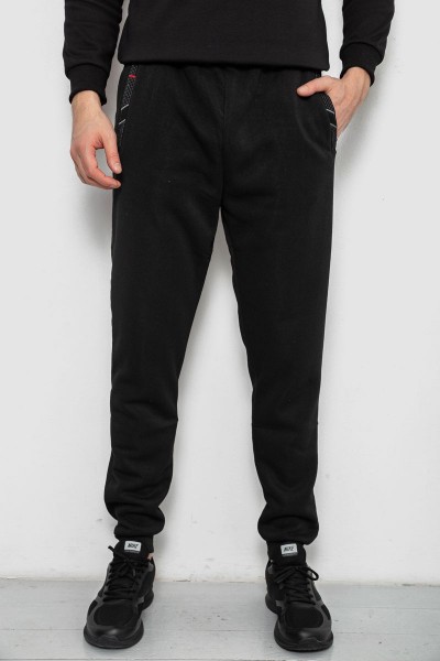 Спортивні штани чоловічі на флісі, колір чорний, 244R41553