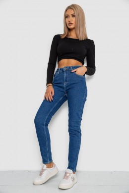 Джинси жіночі Mom-fit стрейч, колір синій, 244R1132