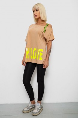 Футболка женская с принтом, цвет бежевый, 244R2158