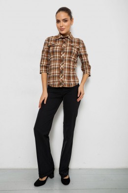 Рубашка женская в клетку, цвет коричневый, 230R063