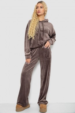 Спорт костюм женский велюровый свободного кроя, цвет мокко, 241R2001-20