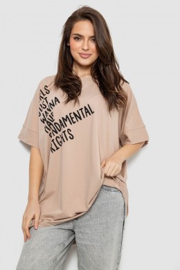 Футболка женская с принтом, цвет бежевый, 244R4001