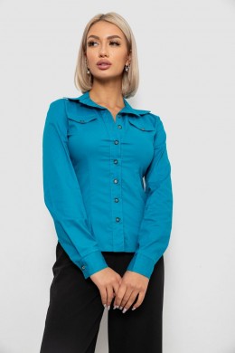 Рубашка женская однотонная, цвет бирюзовый, 230R068