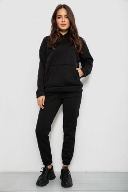 Спортивний костюм жіночий на флісі, колір чорний, 257R85