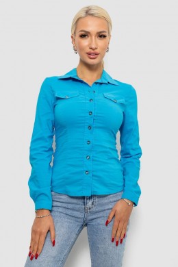 Рубашка женская однотонная, цвет голубой, 230R068