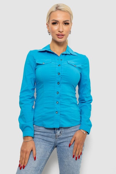 Рубашка женская однотонная, цвет голубой, 230R068
