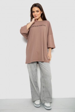 Футболка женская с принтом, цвет мокко, 244R3013