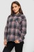 Рубашка женская в клетку, цвет серо-персиковый, 244R1070-2 Рубашка женская в клетку, цвет серо-персиковый, 244R1070-2