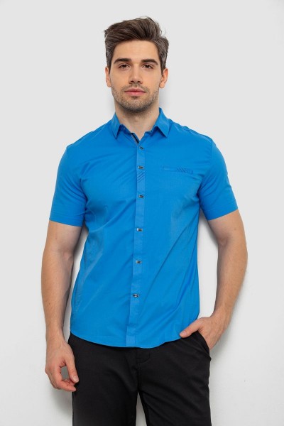 Рубашка мужская однотонная  -уценка, цвет голубой, 214R7005-U-1