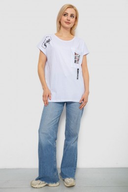 Футболка женская с принтом, цвет белый, 244R2413