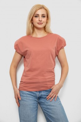 Футболка женская однотонная, цвет пудровый, 244R2215-5