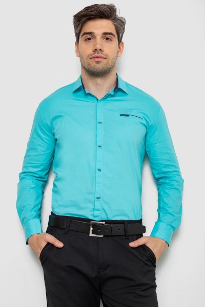 Рубашка мужская  -уценка, цвет бирюзовый, 214R7008-U