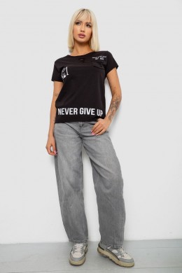 Футболка женская с принтом, цвет черный, 244R2214-6