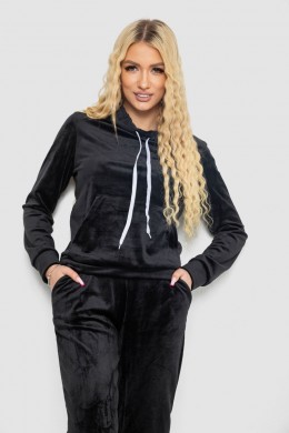 Спортивный костюм женский велюровый, цвет черный, 238R58570