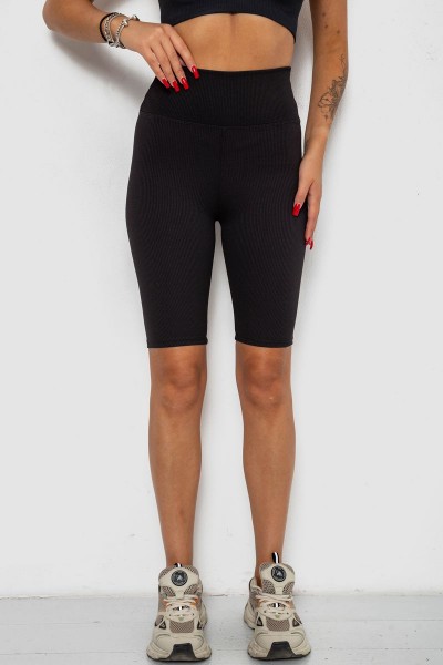 Велотреки женские в рубчик, цвет черный, 238R355-1