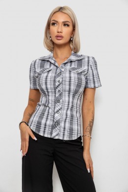 Рубашка женская в клетку, цвет бело-черный, 230R065