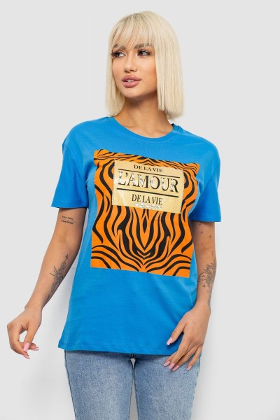 Футболка женская с принтом, цвет голубой, 244R2805