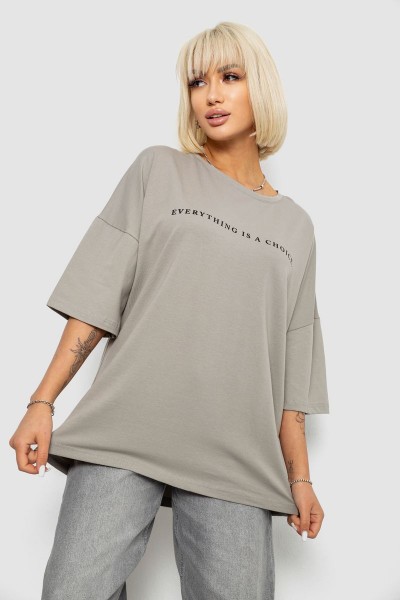 Футболка женская с принтом, цвет серый, 244R2020