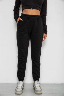 Спортивні штани жіночі на флісі, колір чорний, 238R57828