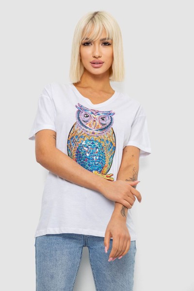 Футболка женская с принтом, цвет белый, 244R2804
