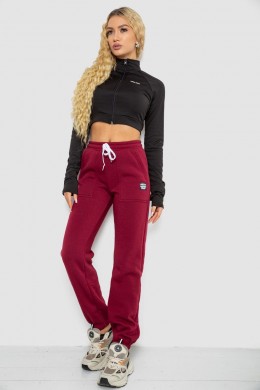 Спортивные штаны женские на флисе, цвет бордовый, 247R7556-1