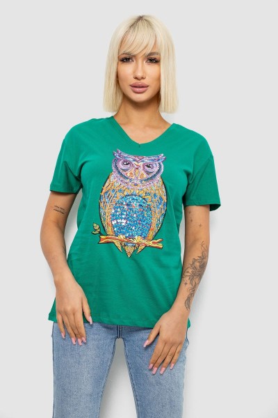 Футболка жіноча з принтом, колір зелений, 244R2804