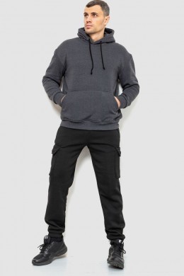 Худи мужской на флисе однотонный, цвет грифельный, 241R2650