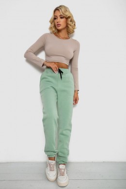 Спортивні штани жіночі на флісі, колір світло-м'ятний, 238R57011