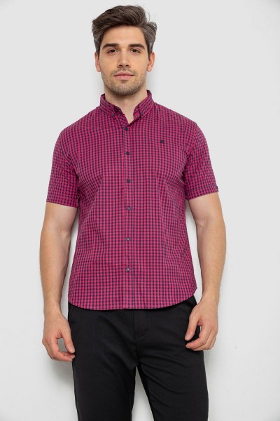 Сорочка чоловіча в клітинку  -уцінка, колір рожевий, 214R826-U-4