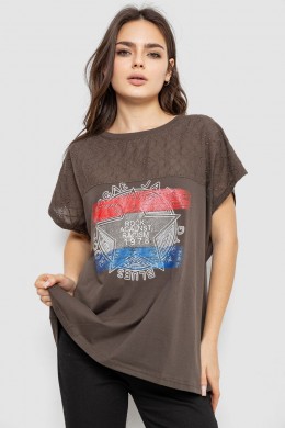 Футболка женская с принтом, цвет хаки, 244RW532