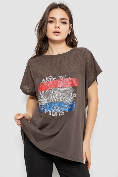 Футболка женская с принтом, цвет хаки, 244RW532