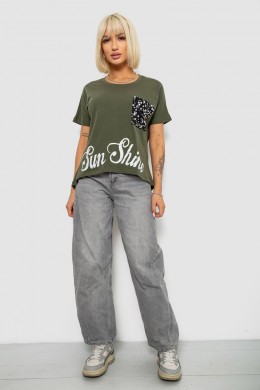 Футболка женская с принтом, цвет хаки, 244R2057