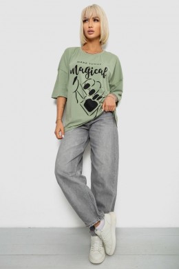 Футболка женская с принтом, цвет оливковый, 244R6005