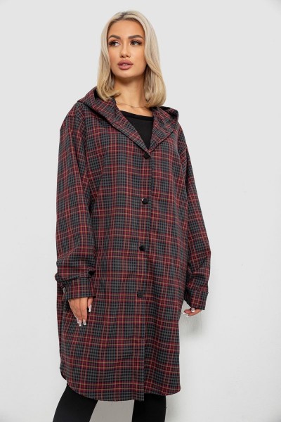 Кардиган женский в клетку, цвет бордовый, 257R233