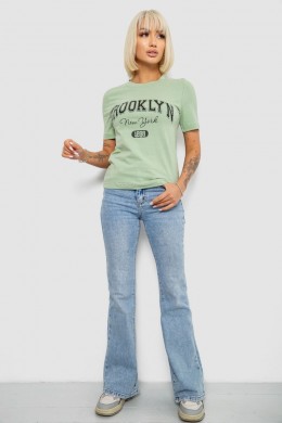 Футболка женская с принтом, цвет оливковый, 241R137