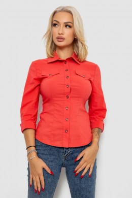 Сорочка жіноча однотонна, колір кораловий, 230R068-3
