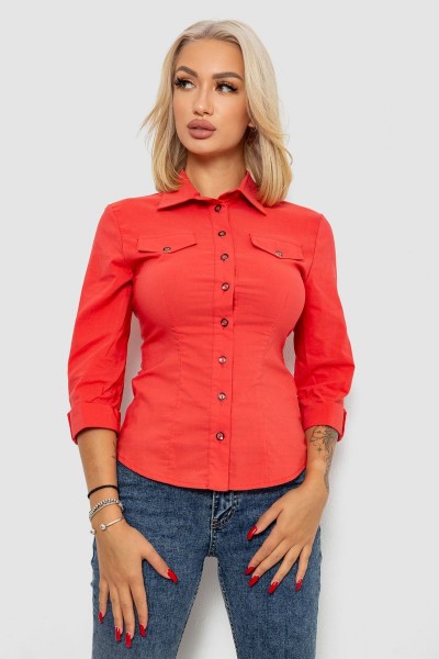 Сорочка жіноча однотонна, колір кораловий, 230R068-3
