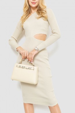 Платье в рубчик, цвет светло-бежевый, 204R175