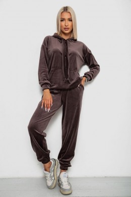 Спортивный костюм женский велюровый, цвет мокко, 241R1530-5