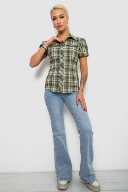 Рубашка женская в клетку, цвет хаки, 230R065-5