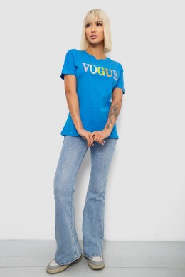 Футболка женская с принтом, цвет голубой, 244R4022
