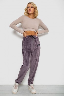 Спортивні штани велюрові жіночі на флісі, колір сливовий, 238R58645