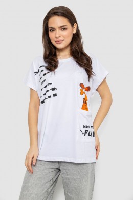 Футболка женская с принтом, цвет белый, 244R3002