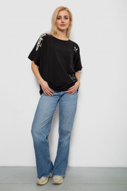 Футболка женская с принтом, цвет черный, 244R4021